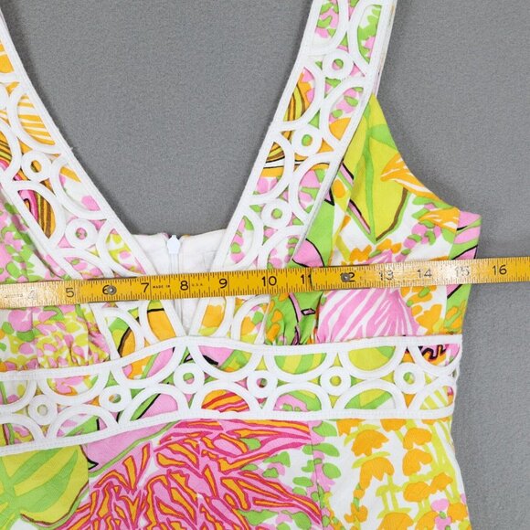 Trina Turk Secret Shift Dress Size 4‎ Floral Multi Color Print Flowers Lace - Picture 6 of 7